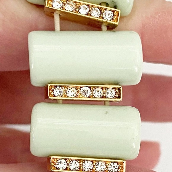 J.Crew Green Gold Crystal Stretch  Bracelet - Picture 4 of 5